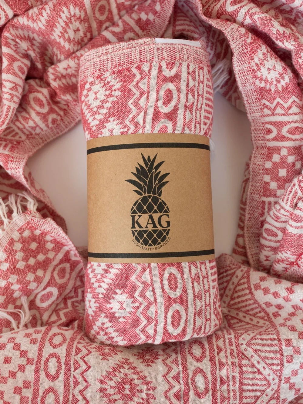 Red Geometric Turkish-Style Throw Blanket